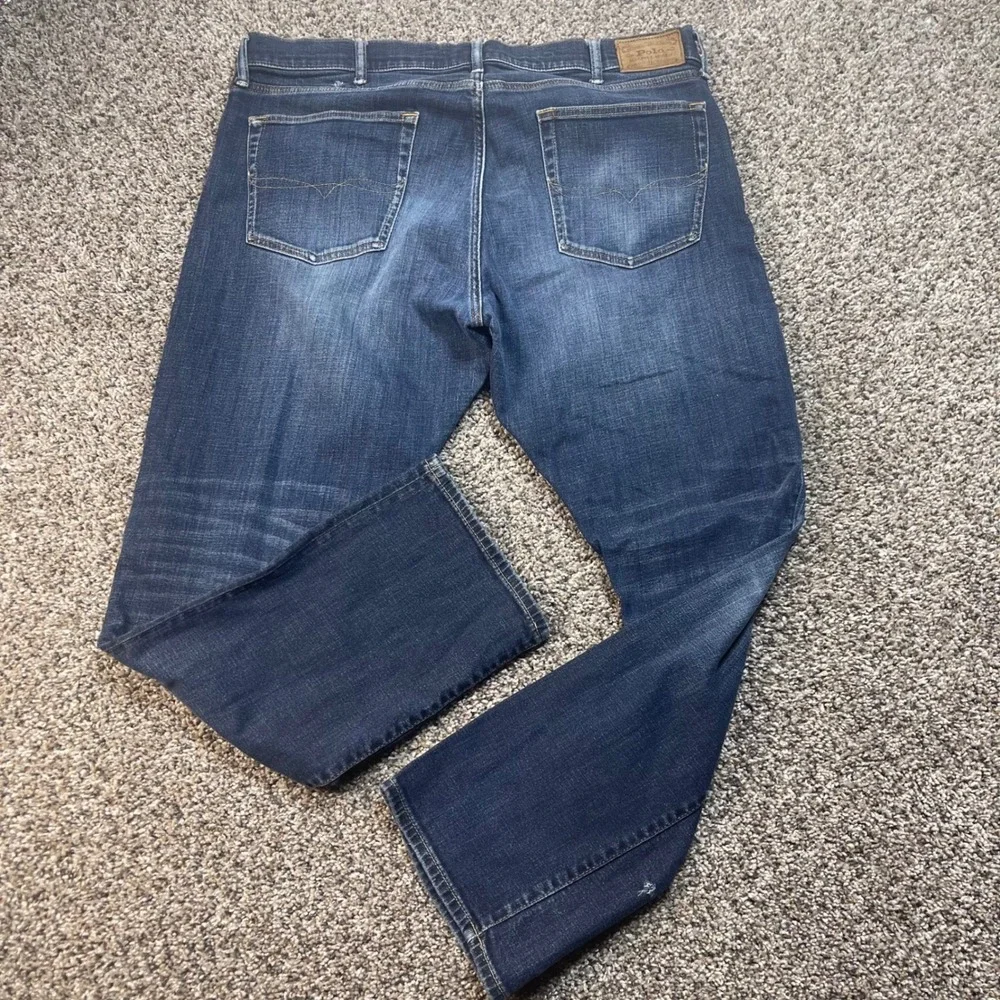 Polo Ralph Lauren Men's 38x31 Varick Slim Straight‎ Jeans Dark Wash Blue Denim